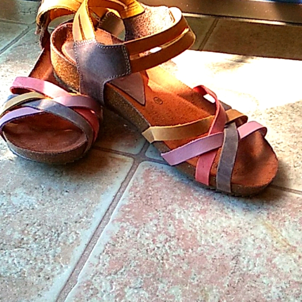 Colorful Leather Strappy Sandals